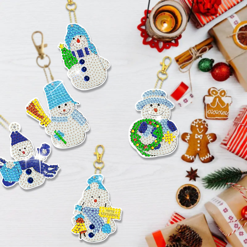 6pcs DIY Diamond Painting Keychain | snowman (Single Side)