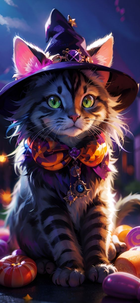 Luxury AB Velvet Diamond Painting Kit -Halloween Kitten