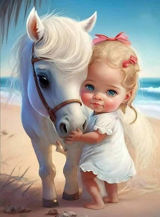 Luxury AB Velvet Diamond Painting Kit -Little girl and horse