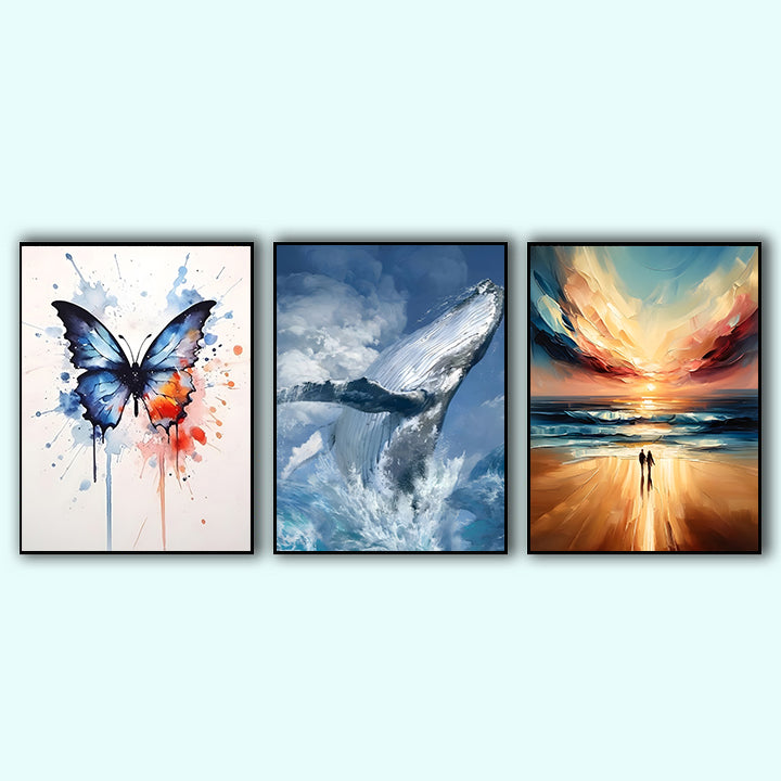 Canvas painting 3 piece set -Animal（30x40cm ）