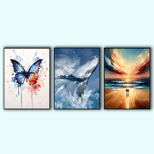 Canvas painting 3 piece set -Animal（30x40cm ）