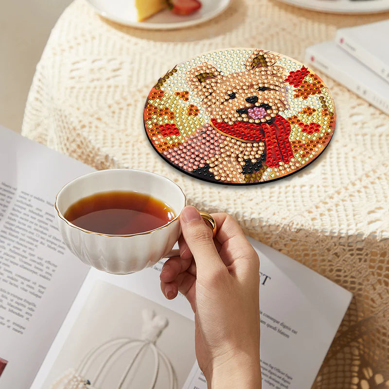 8 pcs set DIY Special Shaped Diamond Painting Coaster | Animals（no holder）