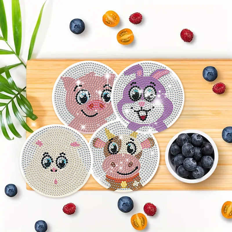 8 pcs set DIY Diamond Painting Coaster |Cartoon