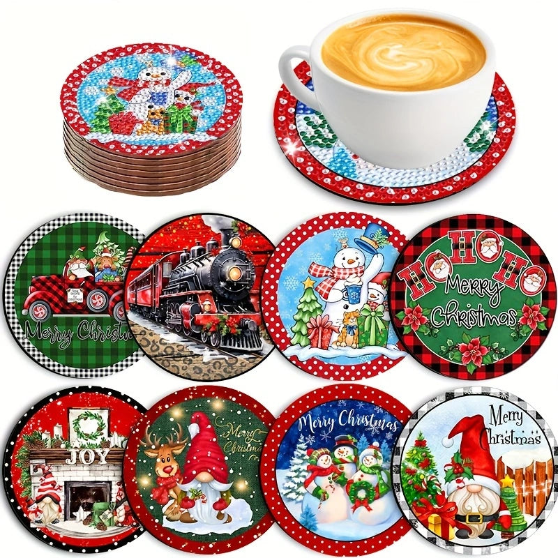 8 pcs set DIY Special Shaped Diamond Painting Coaster | Christmas（no holder）