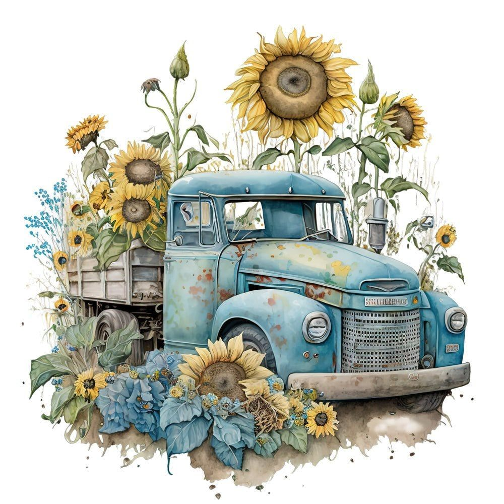 Luxury AB Velvet Diamond Painting Kit -  Flower truck