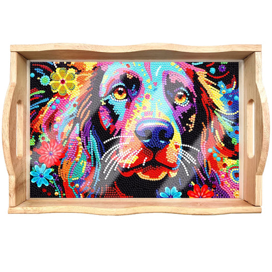 Diamond Painting Nesting Food Trays with Handle Coffee Table Tray （Dog)