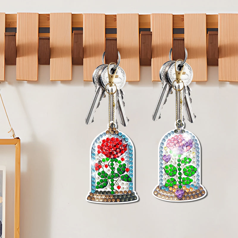 16pcs DIY Diamond Painting Keychain  | Flower  (Single Side)