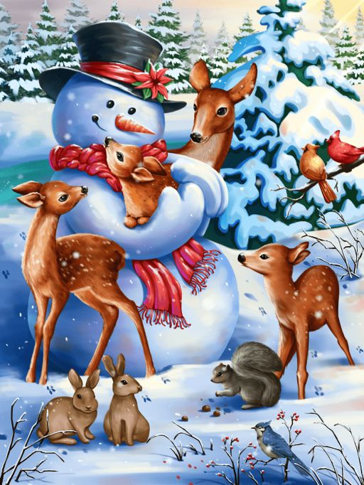 Luxury AB Velvet Diamond Painting Kit -Snowman