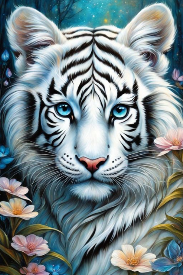 Luxury AB Velvet Diamond Painting Kit -White Tiger