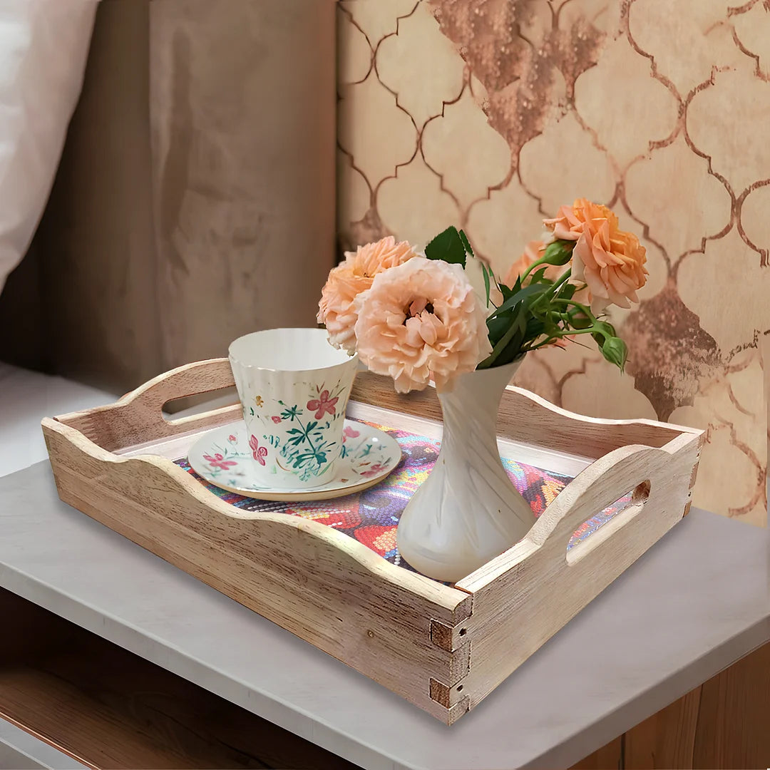 Diamond Painting Nesting Food Trays with Handle Coffee Table Tray （Dog)