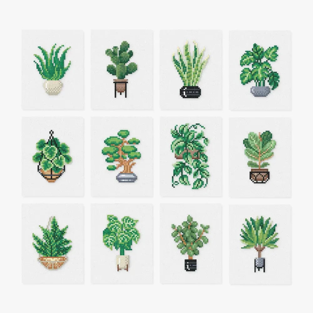 12pcs Mini Square Diamond Painting - Plants