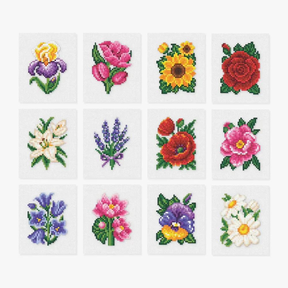 12pcs Mini Square Diamond Painting - Flower