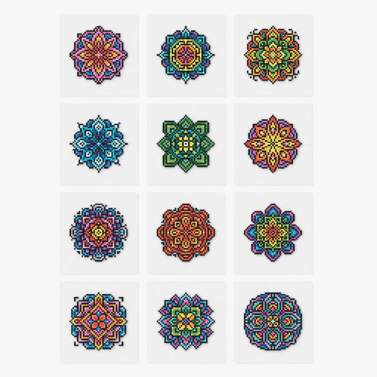 12pcs Mini Square Diamond Painting - Mandala