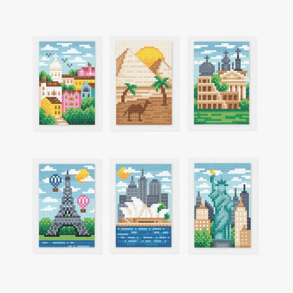 6pcs Mini Square Diamond Painting - Famous Sights