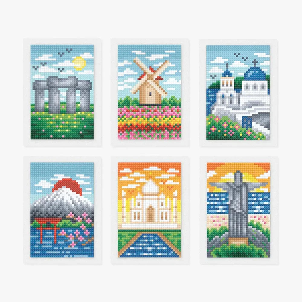 6pcs Mini Square Diamond Painting - Famous Sights