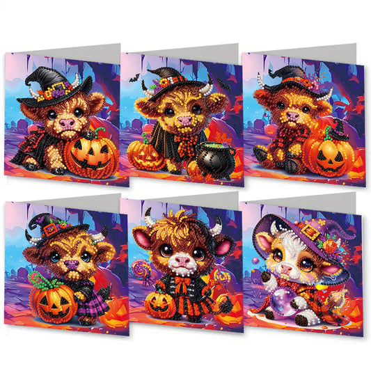 6 Pcs Set DIY Diamond Painting Cartoon Greeting Cards