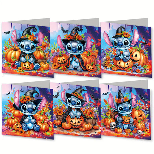 6 Pcs Set DIY Diamond Painting Cartoon Greeting Cards