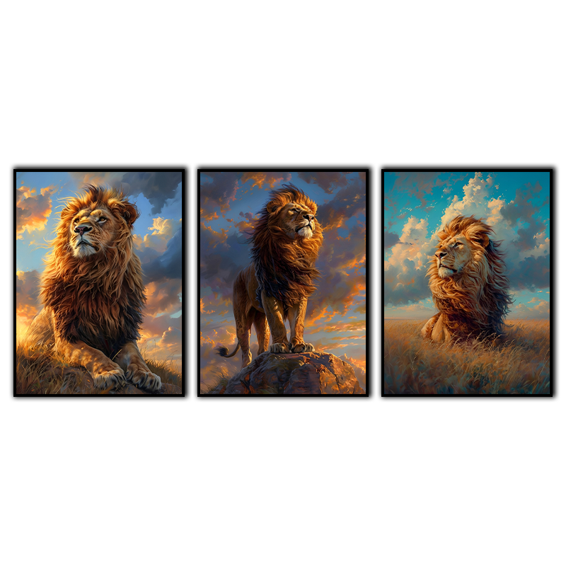 Canvas painting 3 piece set -Animal（30x40cm ）