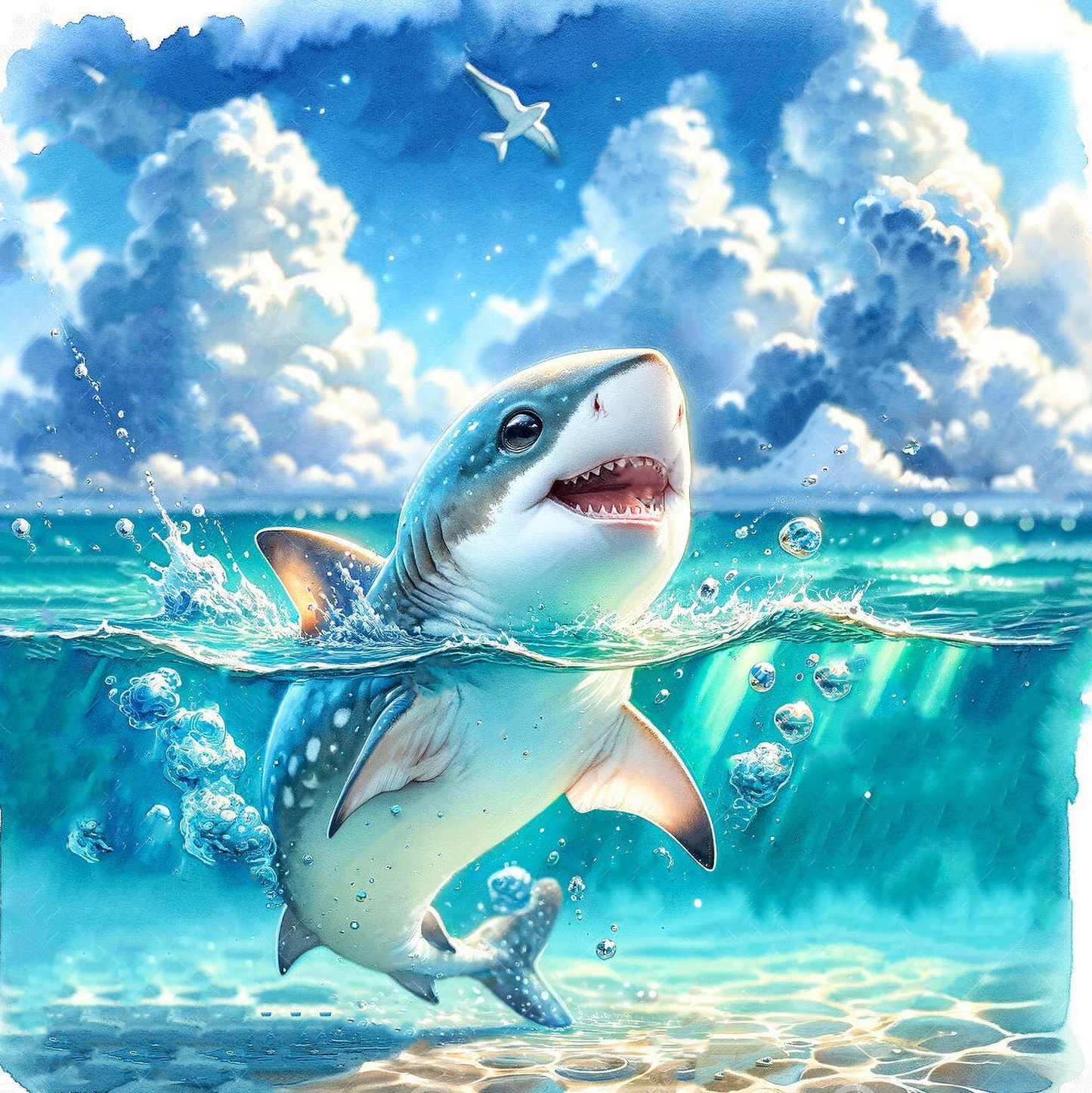 Luxury AB Velvet Diamond Painting Kit -Baby shark