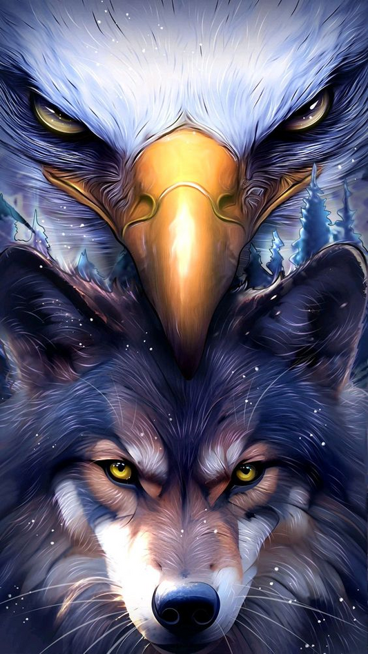 Luxury AB Velvet Diamond Painting Kit -Eagles and Wolves