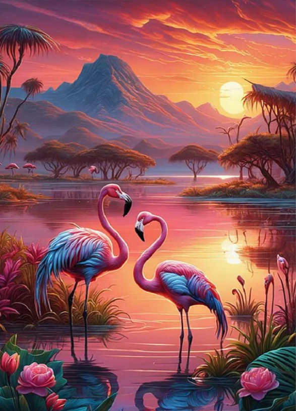 Luxury AB Velvet Diamond Painting Kit -Flamingo