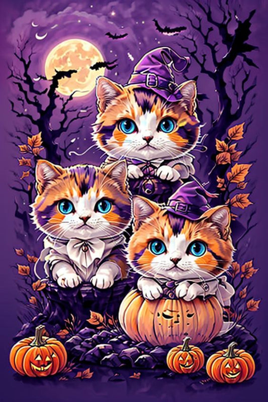 Luxury AB Velvet Diamond Painting Kit -Halloween Cat