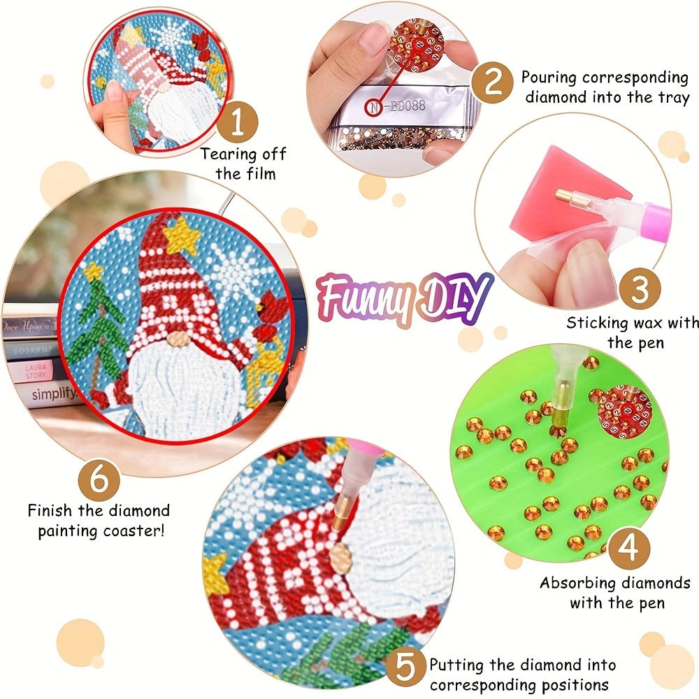 8 pcs set DIY Special Shaped Diamond Painting Coaster | Christmas（no holder）