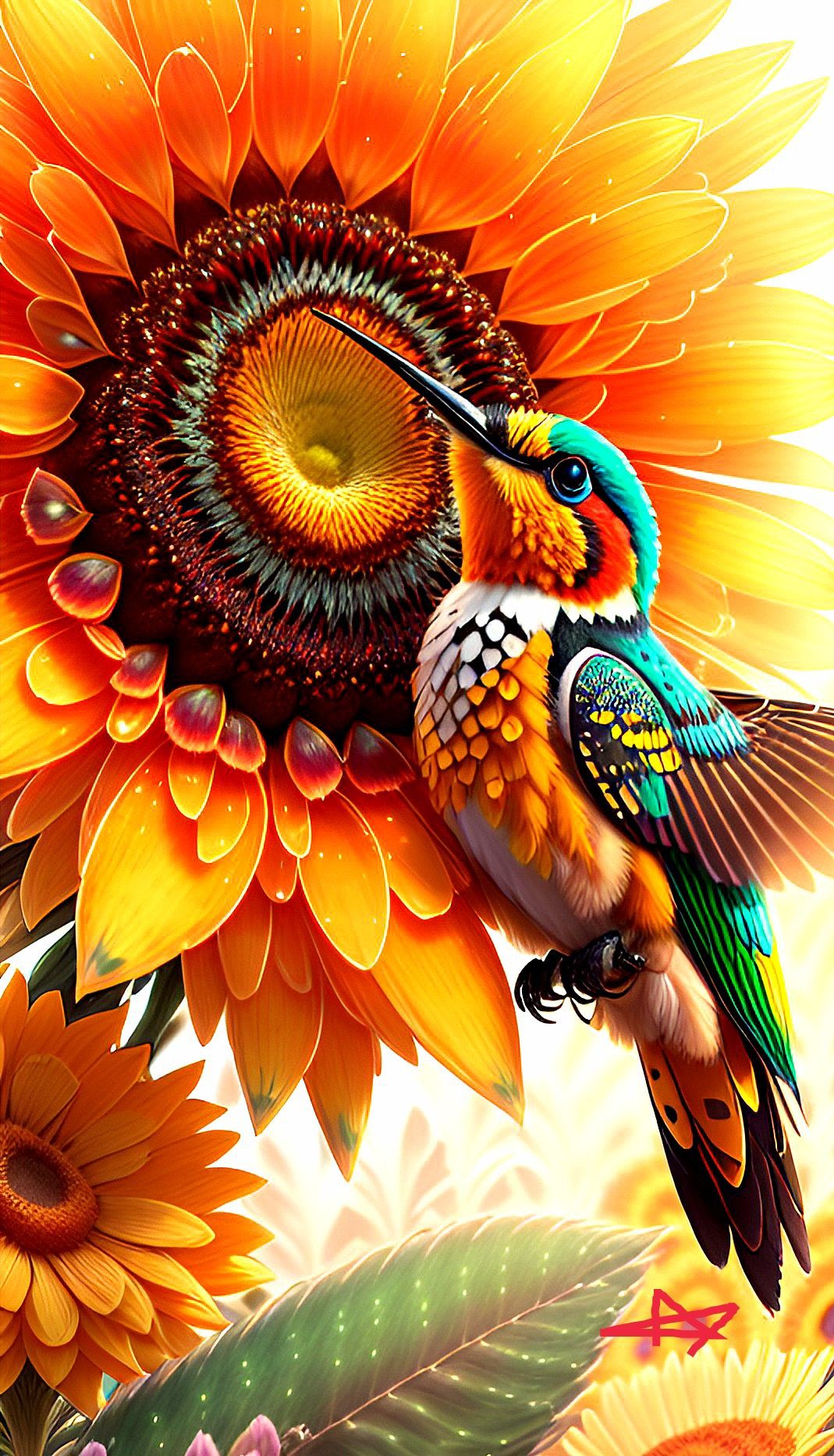 Luxury AB Velvet Diamond Painting Kit -Sunflowers and birds