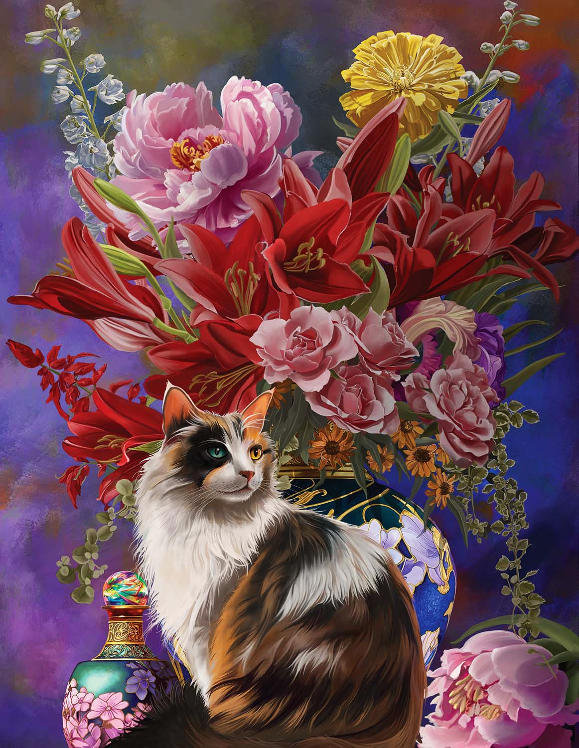 AB Velvet Diamond Painting  - Cats and Flowers