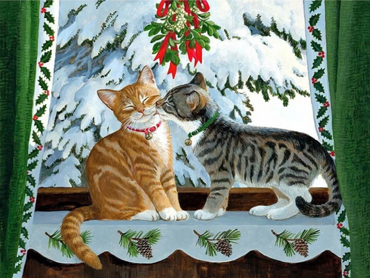 Luxury AB Velvet Diamond Painting Kit -Christmas Kitten