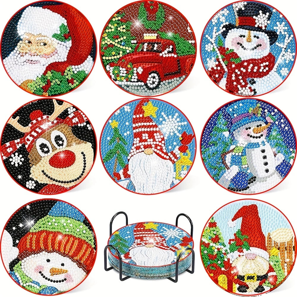 8 pcs set DIY Special Shaped Diamond Painting Coaster | Christmas（no holder）