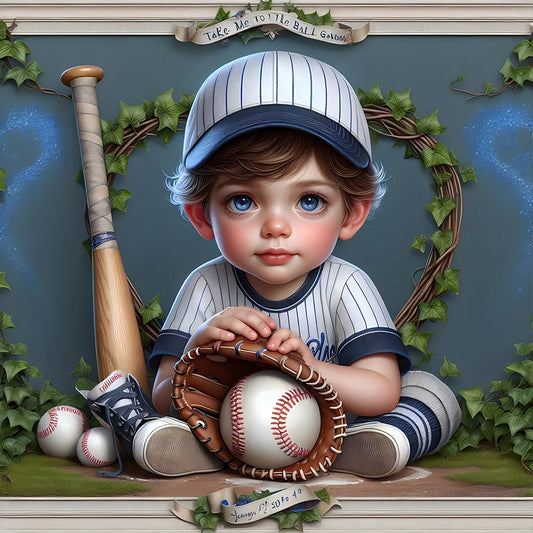 Luxury AB Velvet Diamond Painting Kit -Baseball boy