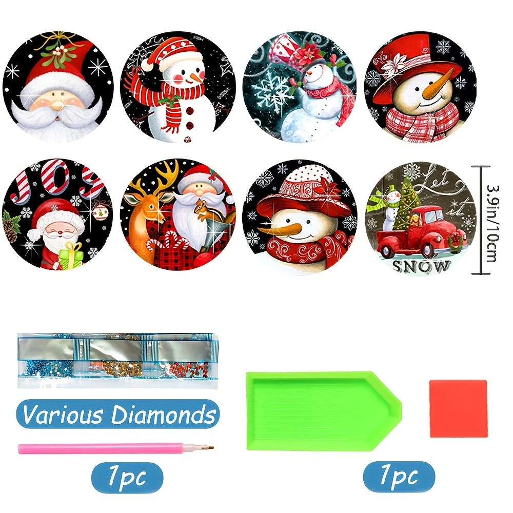 8 pcs set DIY Special Shaped Diamond Painting Coaster | Christmas（no holder）