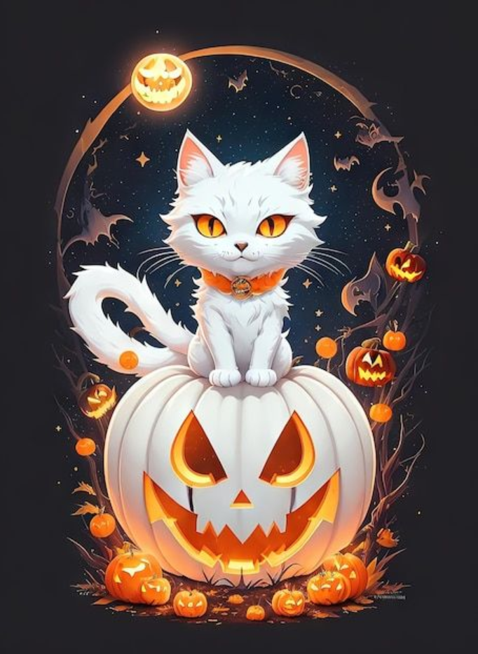 Luxury AB Velvet Diamond Painting Kit -Halloween Kitten