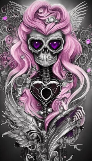 Diamond Painting -  Pink skull