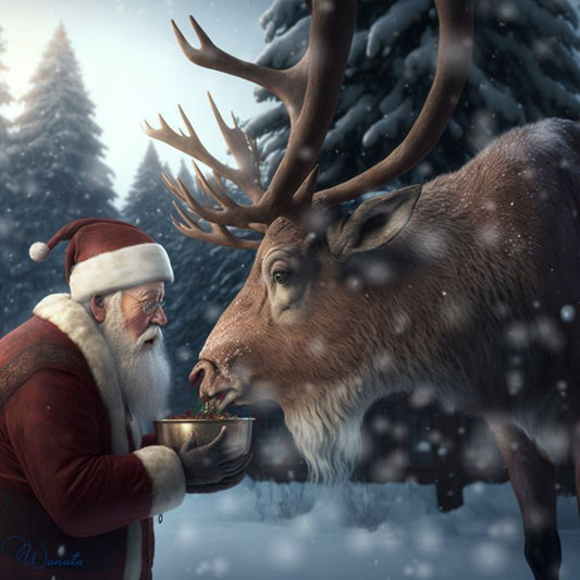 Luxury AB Velvet Diamond Painting Kit -Santa Claus and Deer