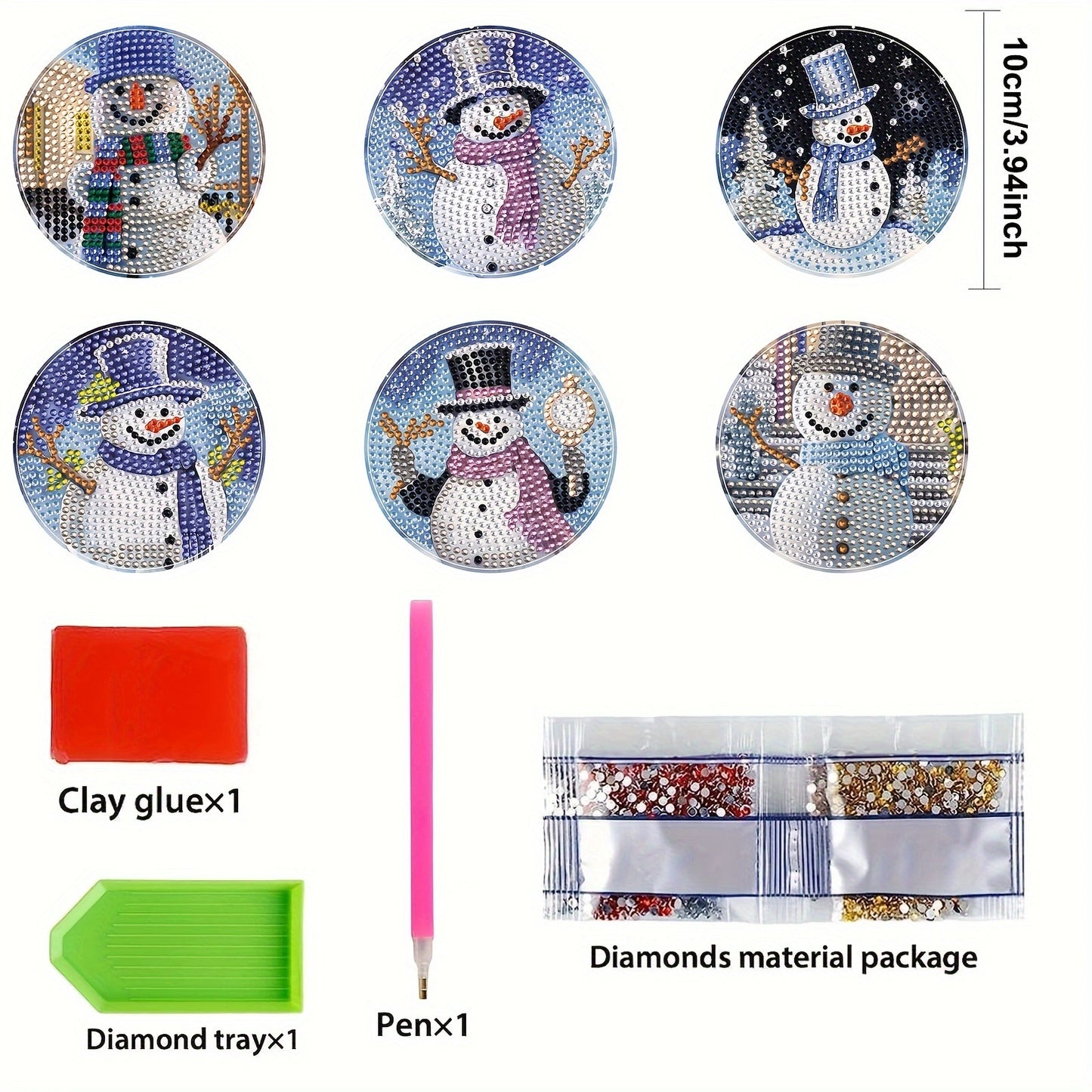 6 pcs set DIY Special Shaped Diamond Painting Coaster | Christmas（no holder）