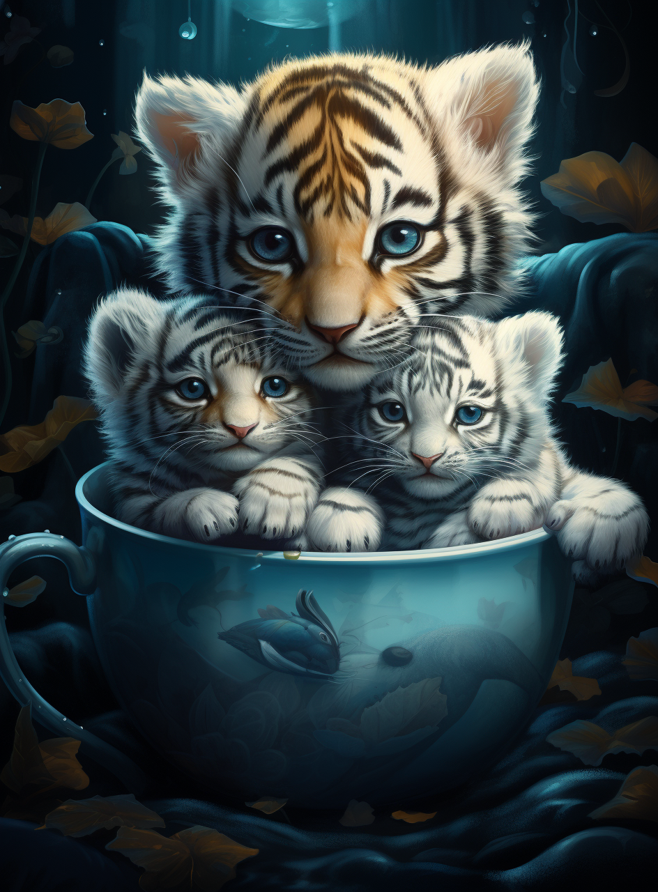 Luxury AB Velvet Diamond Painting Kit -Little Tiger