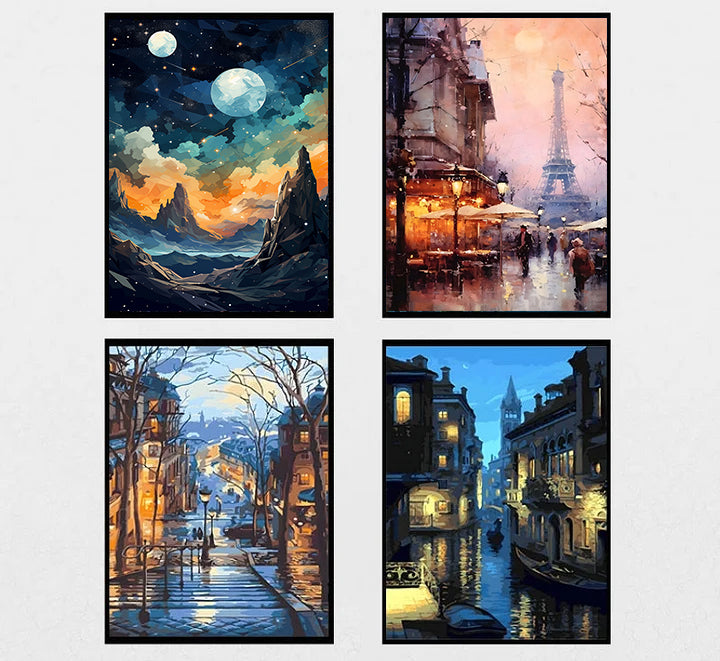 Canvas painting 4 piece set  -Landscape（40x60cm）