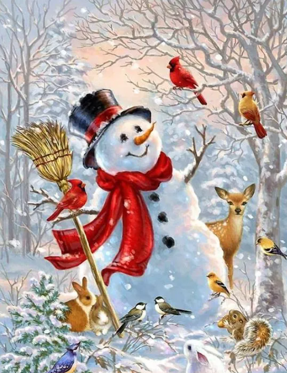 Luxury AB Velvet Diamond Painting Kit -Snowman