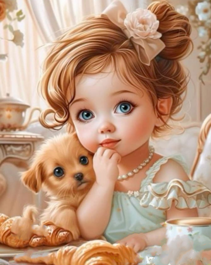 Luxury AB Velvet Diamond Painting Kit -Cute little girl