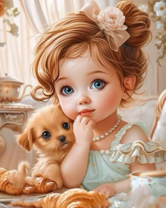 Luxury AB Velvet Diamond Painting Kit -Cute little girl