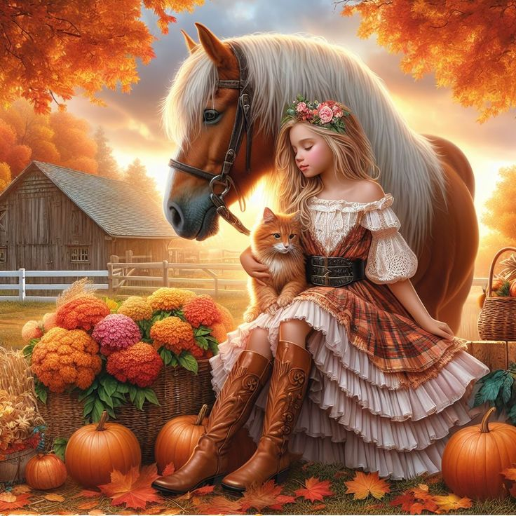 Luxury AB Velvet Diamond Painting Kit -Girl and horse