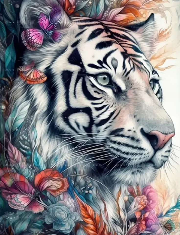 Luxury AB Velvet Diamond Painting Kit -White Tiger