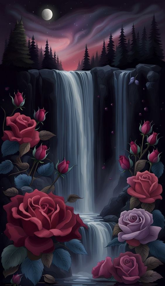 Luxury AB Velvet Diamond Painting Kit -Rose Waterfalls