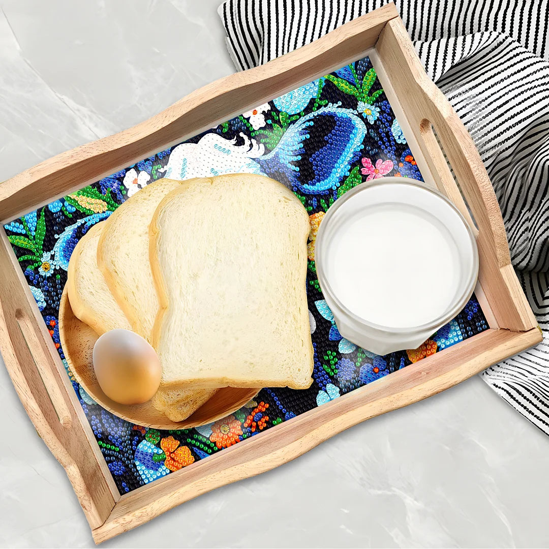 Diamond Painting Nesting Food Trays with Handle Coffee Table Tray （Dairy cow)