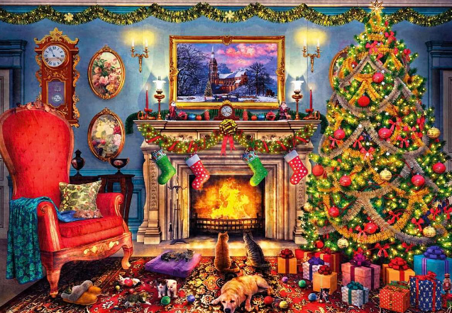 AB Velvet Diamond Painting - Christmas living room