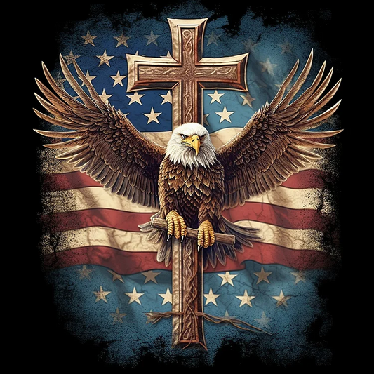 Luxury AB Velvet Diamond Painting Kit -Eagle cross flag