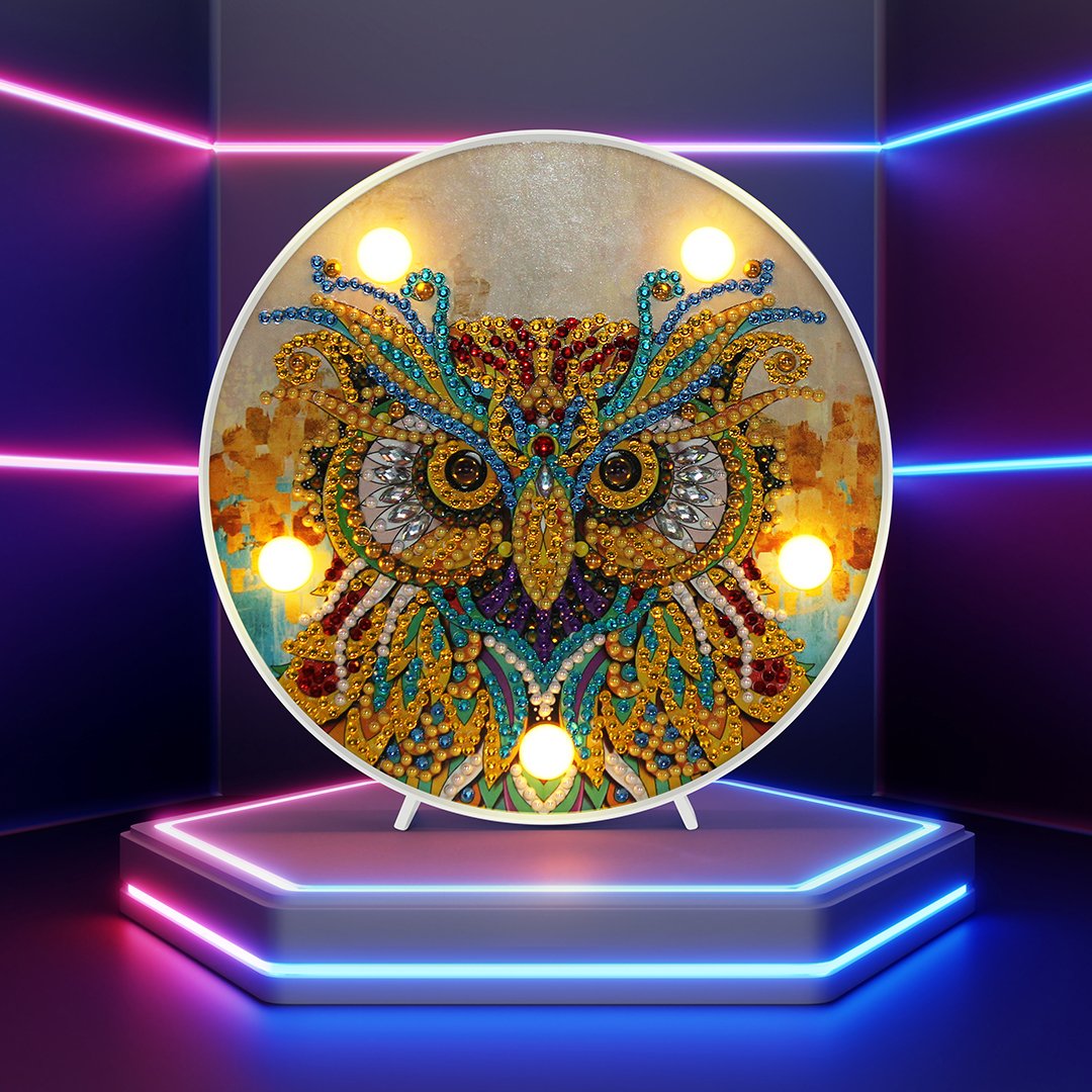 DIY diamond painting light dedicated full diamond LED night light | Owl