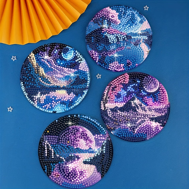 8 pcs set DIY Special Shaped Diamond Painting Coaster  | landscape（no holder）